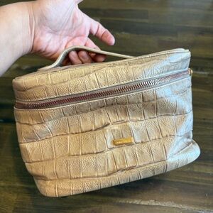 Giorgio Armani Faux Croc Train Case Travel Bag Makeup Cosmetic Cream Zip Around